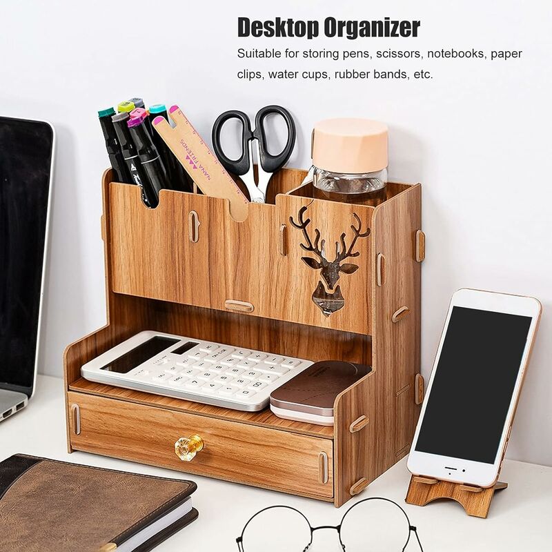 Desktop Retro Wood 6-Drawer Storage Organizer