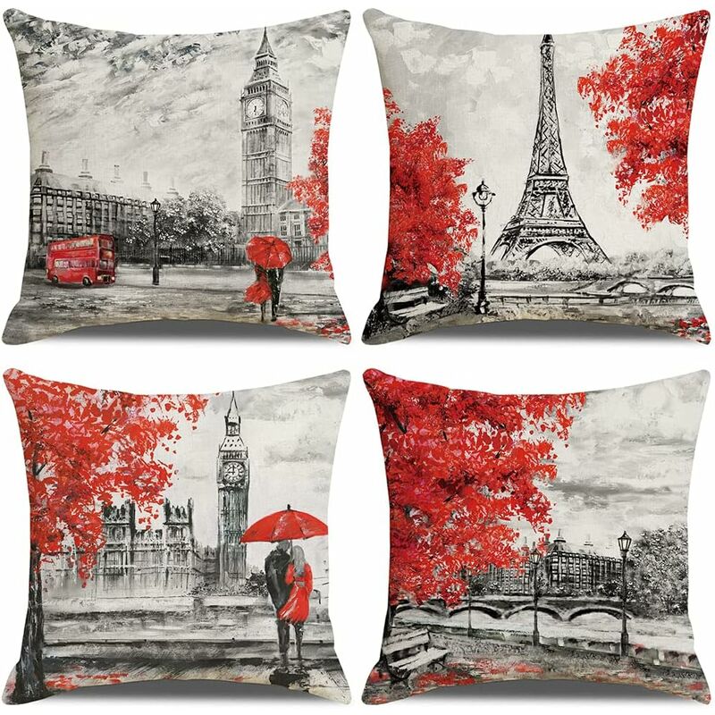 Deconovo Pack of 2 Decorative Square 18x18 Pillow Cover for Christams Decor Corduroy Sofa Pillow Covers Pillowcase for Bedding Bright Red 18 x 18 inch