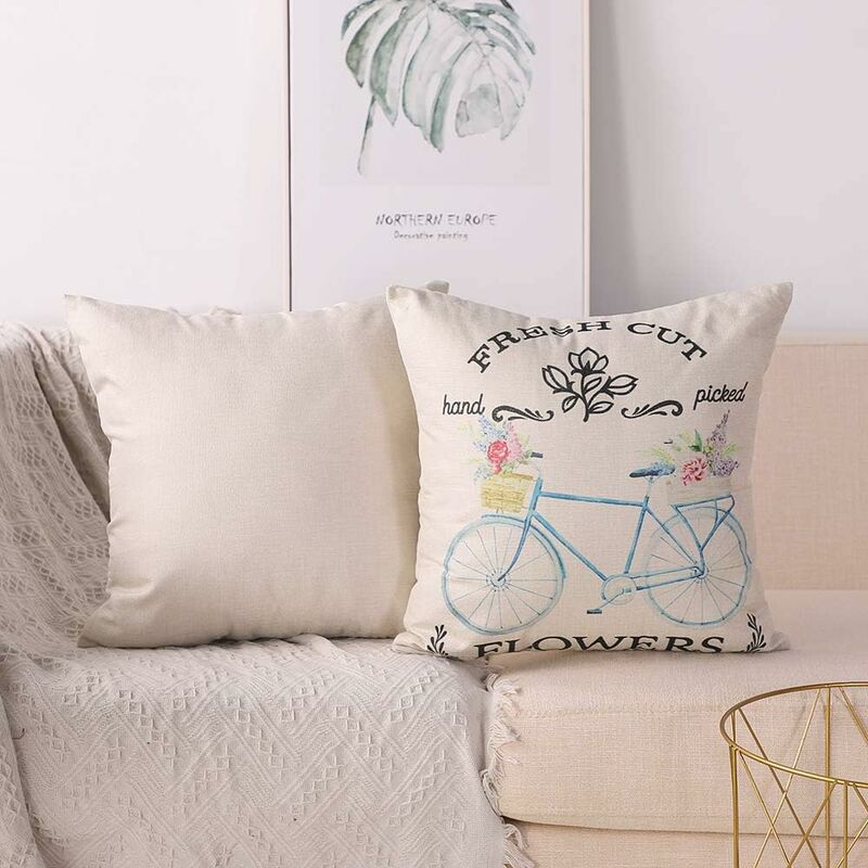 Bird Flower Farmhouse Cushion Cover Pattern Cushion Cover for Sofa Home  Living Room Bedroom Decoration, 45x45cm, 4 Piece Set (Farmhouse)