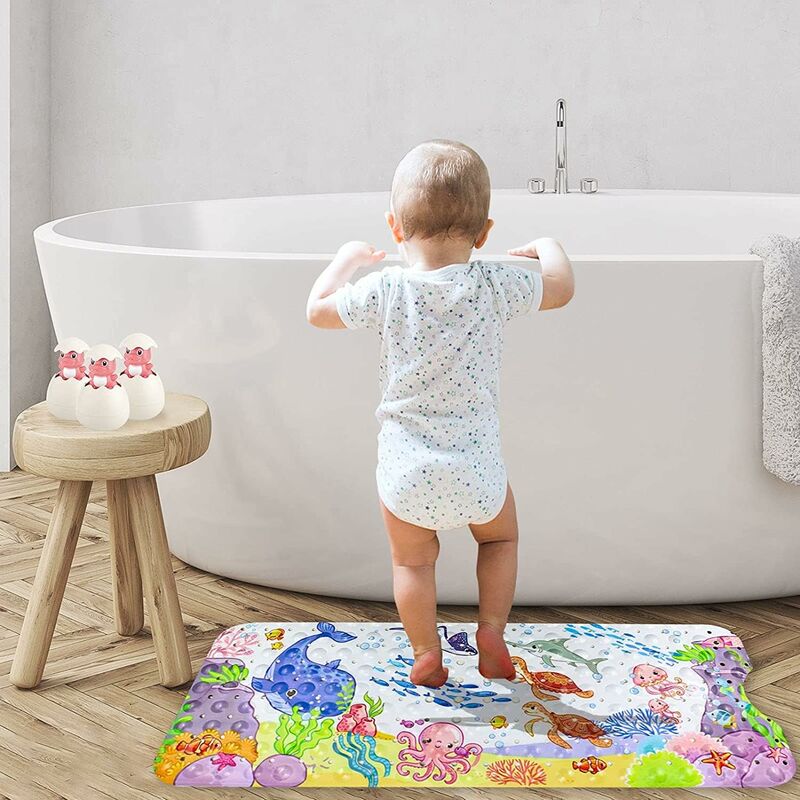 Cute Cartoon Animal Bath Mat Baby Kids PVC Non Slip Mat Skid Proof Anti  Bacterial Mildew Mold Bathtub Mat (Zoo) 