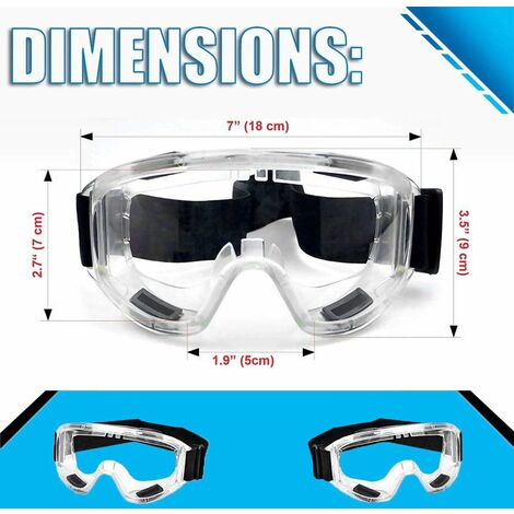 Protective Safety Ski Goggles, Safety Goggles, Anti-Fog Anti-UV Transparent,  Chemical Splash and Impact Resistant