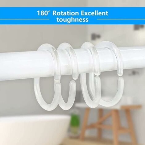 12 Pieces Transparent Curtain Ring, Plastic Shower Ring, C Shaped