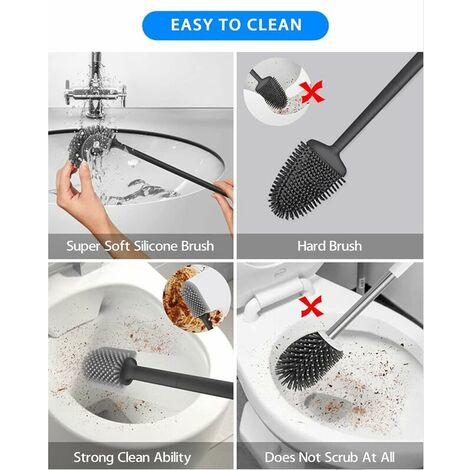 Toilet Brush, Silicone Toilet Brush Set with Wall Mount and Floor Stand,  Double Sided Cleaning Brush