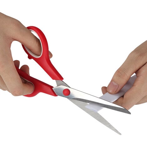 Multifunctional Stainless Steel Office Scissors With Pvd Coating,  Comfortable Grip, Set Of 2, Red, Orange, 21 * 7.8cm