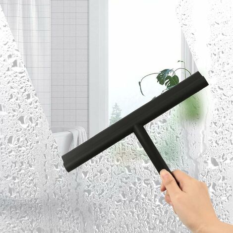 Shower Squeegee with Hook Water Scraper for Smooth Surfaces Black 