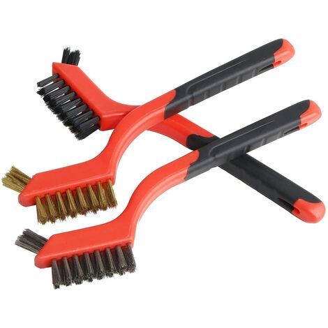 3Pcs Cleaning Wire Brush Anti-Slip 7 Inches Brass Bristles Brush Deep  Cleaning with Curved Handle for Cleaning Rust Removal Dirt