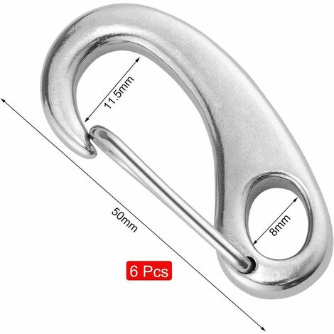 6pcs Stainless Steel Spring Snap Hook Carabiner, Small Carabiner, Stainless  Steel Clips For Flags Cl