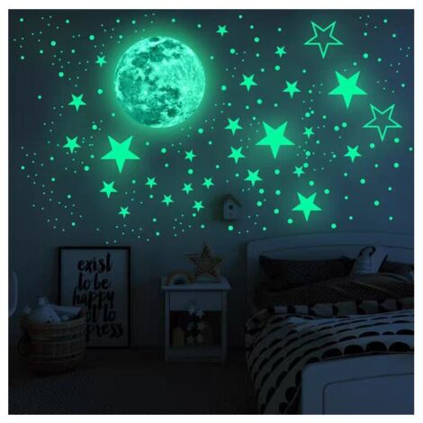 435 Dots Glow in The Dark Moon and Stars Luminous Fluorescent Wall