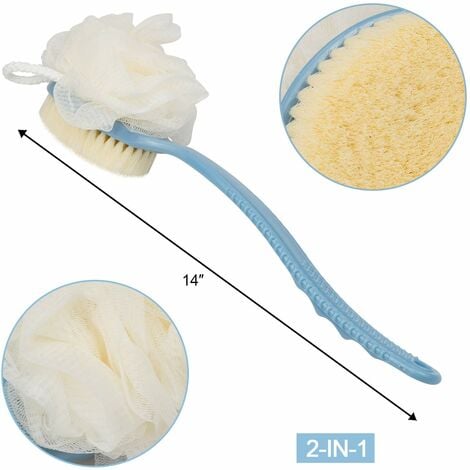 2-In-1 Shower Cleaning Brush with 46'' Long Handle, Fixable Shower Scrubber  for Cleaning, Flexible Long Handled Scrub Brush for Shower/Bathroom, Non