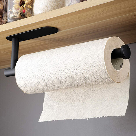 Black Cabinet Door-mounted Paper Towel Holder, Stainless Steel