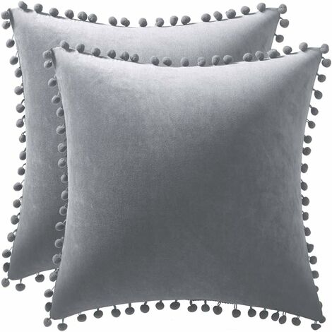 Velvet Grey Throw Pillow Cover, 18 X 18 Inches Decorative Throw Pillows For  Couch Sofa Bed, Gray Square Cushion Covers With Zipper Closure Set Of 2