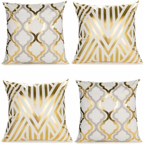 1pc Geometric Pillowcase With Golden Foil Printing, Decorative Cushion  Cover For Couch And Living Room, 18 Inch X 18 Inch, Excludes Pillow Insert