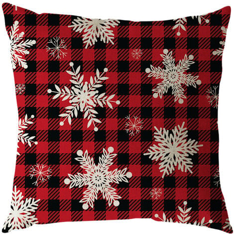 Christmas Snowflake Throw Pillow Covers 18x18 Red Decor Pillowcases Outdoor  Embroidered Cushion For Farmhouse Sofa Office Bed 2pcs