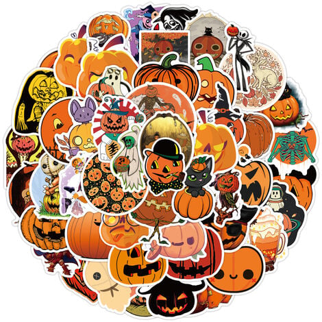 50 Pack Halloween Pumpkin Stickers, Waterproof Vinyl Stickers for ...