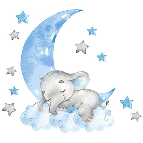 Elephant Wall Decals, Kids and Baby Wall Decals, Cute Elephant Wall Sticker  with Moon and Stars, Removable Baby Wall Decorations for Nursery Kids Room  Classroom price in Saudi Arabia | Amazon Saudi