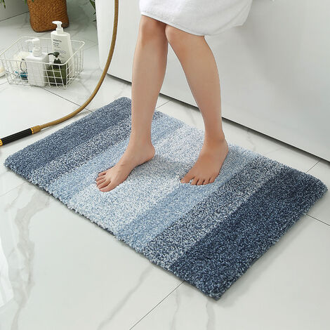 Non-slip Bath Mat Kitchen Rug Fluffy Bathroom Rug Soft Microfiber Shower Mat,  Quick Drying, Water Absorbent, Machine Washable-40 X 60cmblue