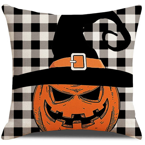 4pcs/set Black Buffalo Plaid Halloween Pillow Case 45 x 45 cm