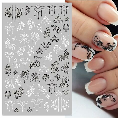 3D Gold Silver White Black Star Nail Art Stickers Geometry Transfer Nail  Decals