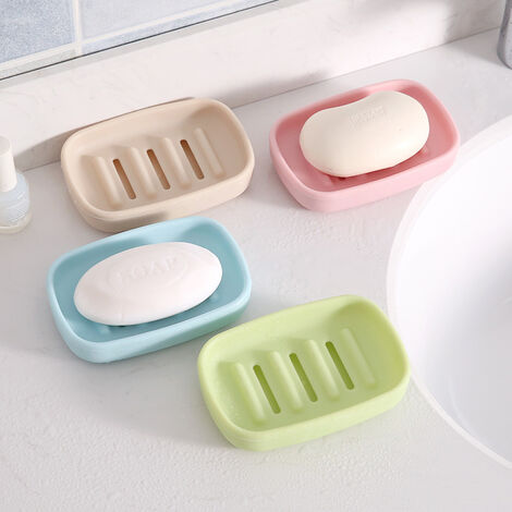 4Pack Silicone Soap Dish Self Draining Soap Dish Shower Waterfall