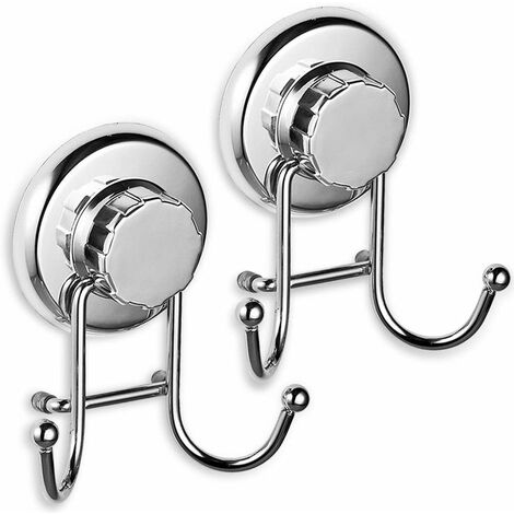 Shower Suction Cup Hooks Bathroom Towel Suction Holder Metal Coat Hook  Heavy Duty Organizer for Kitchen/Bathroom/Restroom 304 Stainless Steel,  Brushed Finish (2 Pack)