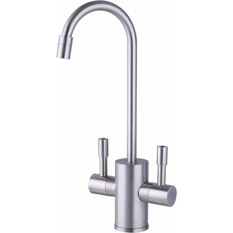 Instant Hot Water Tank Only Faucet, Insulated, Safety Locking Handle, Dual  Lever Hot and Cold Water, Brushed Nickel Finish
