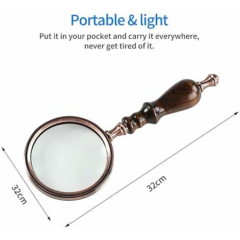  Magnifying Glass with Light, 10X Handheld Large Magnifying  Glass 12 LED Illuminated Lighted Magnifier for Macular Degeneration,  Seniors Reading, Soldering, Inspection, Coins, Jewelry, Exploring : Health  & Household