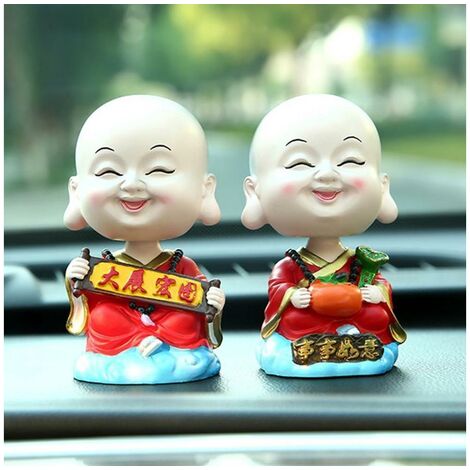 Car Ornaments Resin Cute Shaking Head Monk Buddha Figurine