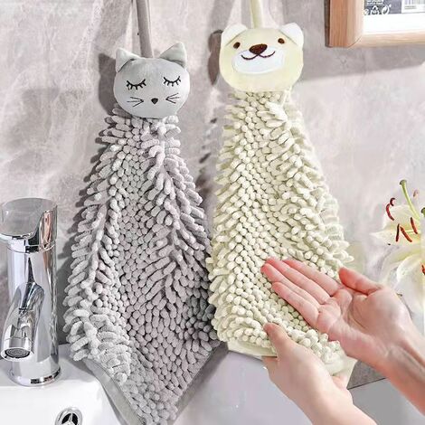 Bath towels washcloths kitchen cute animal chenille hand face wipe hanging  towels baby children kids animal