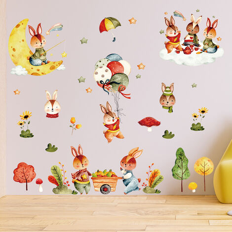 Jungle Animal Wall Stickers Forest Animal Tree Wall Decal Owls Wall Decals  For Kids Baby Nursery Playroom Bedroom Kindergarten Classroom Wall Decor