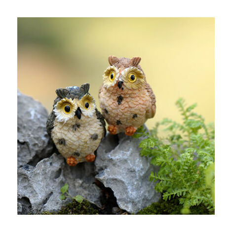 Danmu 4pcs Resin Mini Owls, Miniature Figurines, Fairy Garden Accessories,  Supplies, Animals for Garden, Micro Landscape, Plant Pots, Bonsai Craft