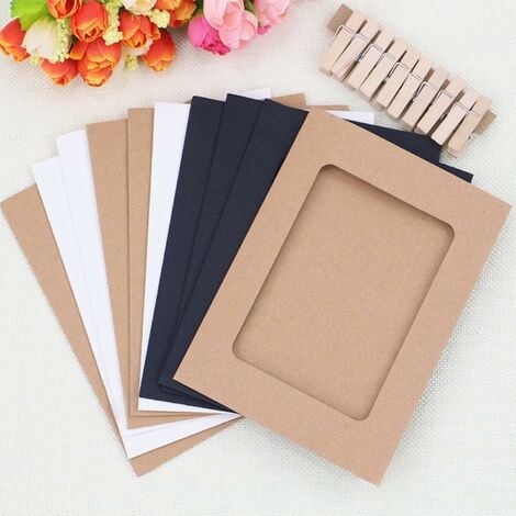 50 Pack Cardboard Picture Frames, 4x6 DIY Photo Hanging Kit with Wooden  Clips and Paper String for Home Wall Decor