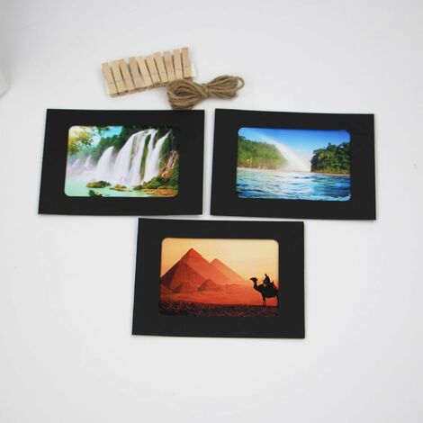 50 Pack Cardboard Picture Frames, 4x6 DIY Photo Hanging Kit with Wooden  Clips and Paper String for Home Wall Decor 