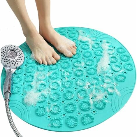 Bath Mat Round Shape Non-slip Shower Mats Mildew Resistant Tub Mats With  Suction Cups, Textured Rubber Bath Mat With Drain Holegreen