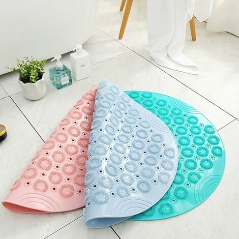 Bath Mat Round Shape Non-slip Shower Mats Mildew Resistant Tub Mats With  Suction Cups, Textured Rubber Bath Mat With Drain Holegreen