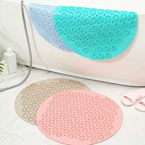 Bath Mats Round Shape Non-slip Shower Mats Mildew Resistant Tub Mats With  Suction Cups, Textured Rubber Bath Mat With Drain Holeblue