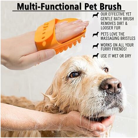 Dog Bath Brush,rubber Dog Shampoo Grooming Brush, Silicone Dog Shower Wash  Curry Brush, Pet Scrubber For Short Long Haired Dogs Cats Massage Comb