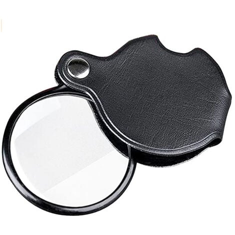 10X Small Pocket Magnifier Glass, Mini Folding Magnifying Lenses with  Rotating Protective Leather Sheath for Seniors Reading, Inspection, Kids  for Exploration, Elders Gift, 2 3/8'' Lens Size