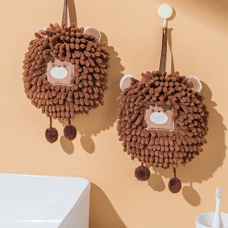Chenille Hand Towels For Bathroom Kitchen And Bedroom, hanging Hand Drying  Towel With Button Loop, Funny Hedgehog Hand Towel, 2 Packs