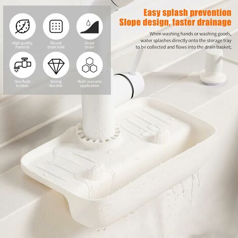 White Slope Design Sink Pad For Faucet, Kitchen And Bathroom, Soap Dish And  Anti-slip Drain Mat