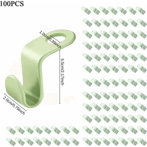 100 Pieces Space Saving Hanger Connector, Mini Waterfall Hangers Connection  Hook, Green Organizer Hanger Connection, for Wardrobe Bedroom Closet