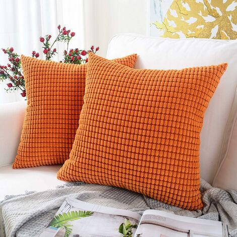 Pack Of 2 Corduroy Soft Soild Decorative Square Throw Pillow Covers Set Cushion  Cases Pillowcases For Sofa Bedroom Couch 18 X 18 Inch Golden Yellow