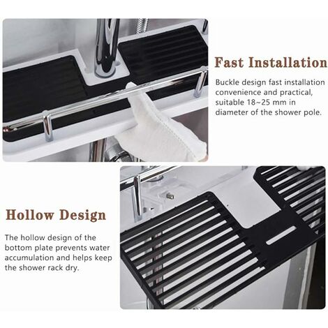 Black Shower Shampoo Tray Shower Shelf Bracket Column Storage Rack  Single-layer Bathroom Shelf with Shower Head Bracket