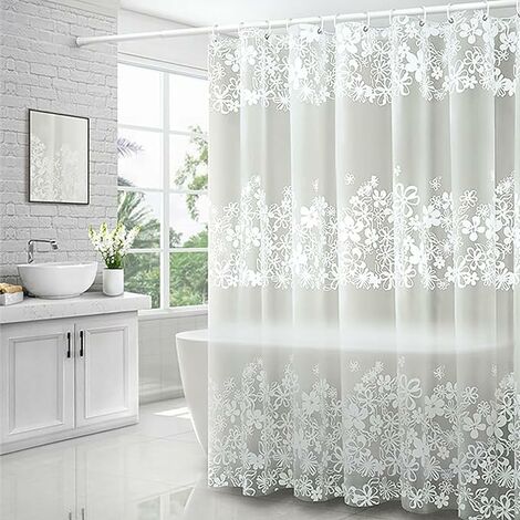 Shower Curtain Waterproof & Mildewproof Bathroom Divider With Wet