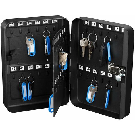 28 Key Steel Key Cabinet with Combination Lock Wall Mounted Key Organizer  with Resettable Code Numeric Box and 5 Colors Key Fob