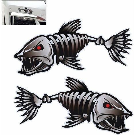 Car Sticker, Vinyl Skeleton Fish Bones Sticker Kayak Fishing Boat