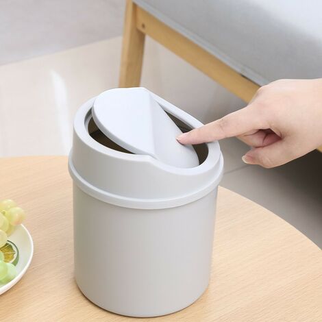 1pc Desktop Waste Containers Garbage Can Galvanized Trash Can with Lid  Desktop