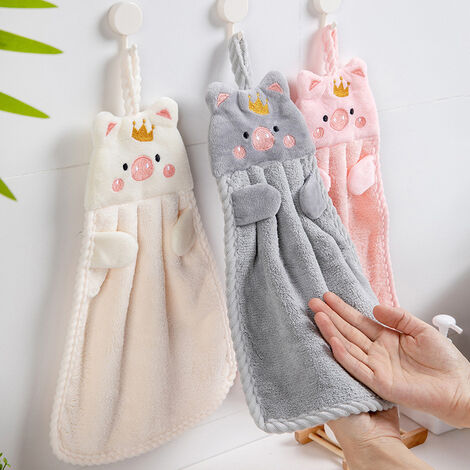 Kitchen Hand Towels with Loop,Bathroom Hand Towels Hanging,Soft Absorbent Hand  Towels 