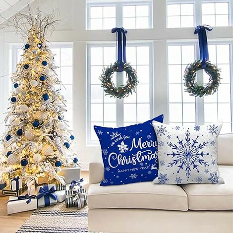 Christmas Pillows, Winter Xmas Holiday Farmhouse Outdoor Snowflake