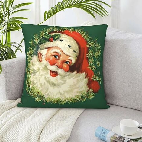 Outdoor Pillows Covers with Inserts Set of 2, Christmas Funny Santa Claus  on Xmas Eve Waterproof Pillow with Adjustable Strap Decorative Throw  Pillows