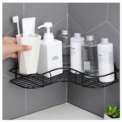 Adhesive Shower Caddy Basket Shelf , Iron Organizer Storage Bathroom Shower  Rack , Wall Mounted and No Drilling Kitchen Free Punch Condiment Storage  Basket 